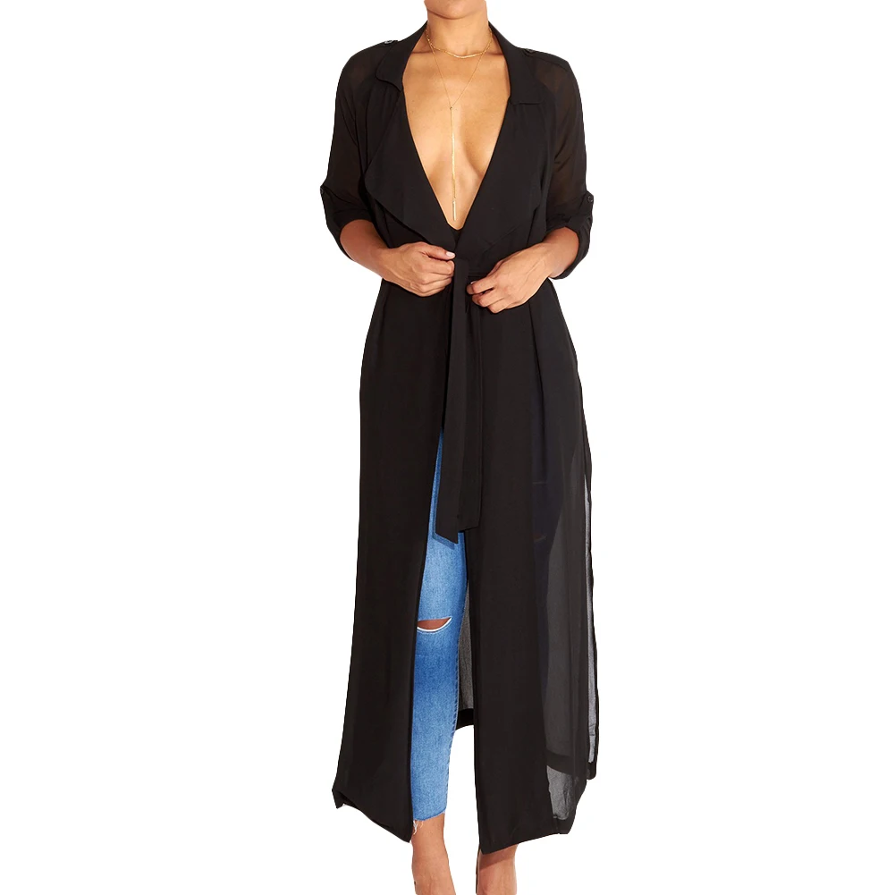 

2017 Summer Women Chiffon Sheer Long Cardigan Sun Protection Maxi Jacket Coat cheap