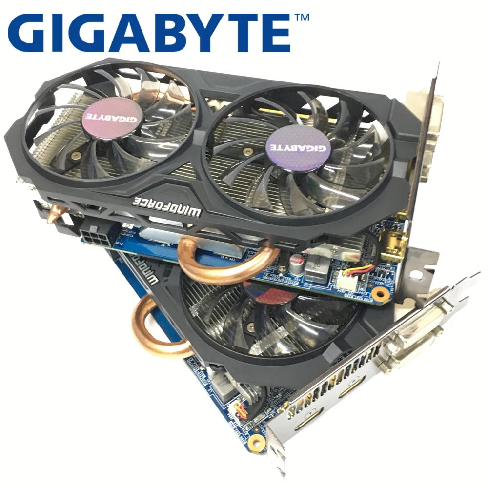 GIGABYTE 2Picess видеокарта оригинальная GTX 750Ti 2 Гб 128 бит GDDR5 видеокарты для nVIDIA Geforce GTX750Ti Hdmi используется VGA карты