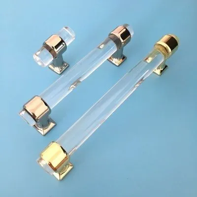 Acrylic Drawer Knobs Pull Handles Dresser Pulls Clear Silver Glass