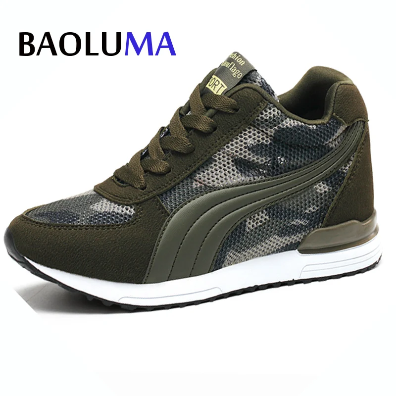 

Baoluma Women Casual Shoes Spring Autumn Fashion Lace Ankle Heels Mesh Shoes Women Breathable High Height Increased Woman Shoes