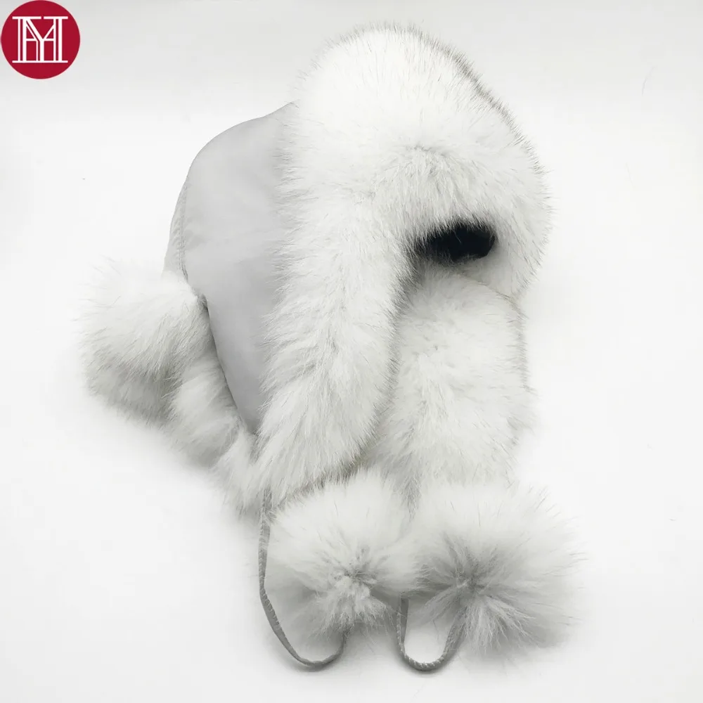 

2019 new winter Russian natural real fox fur hat hot sale women warm soft quality ear protection hats real fox fur bomber cap
