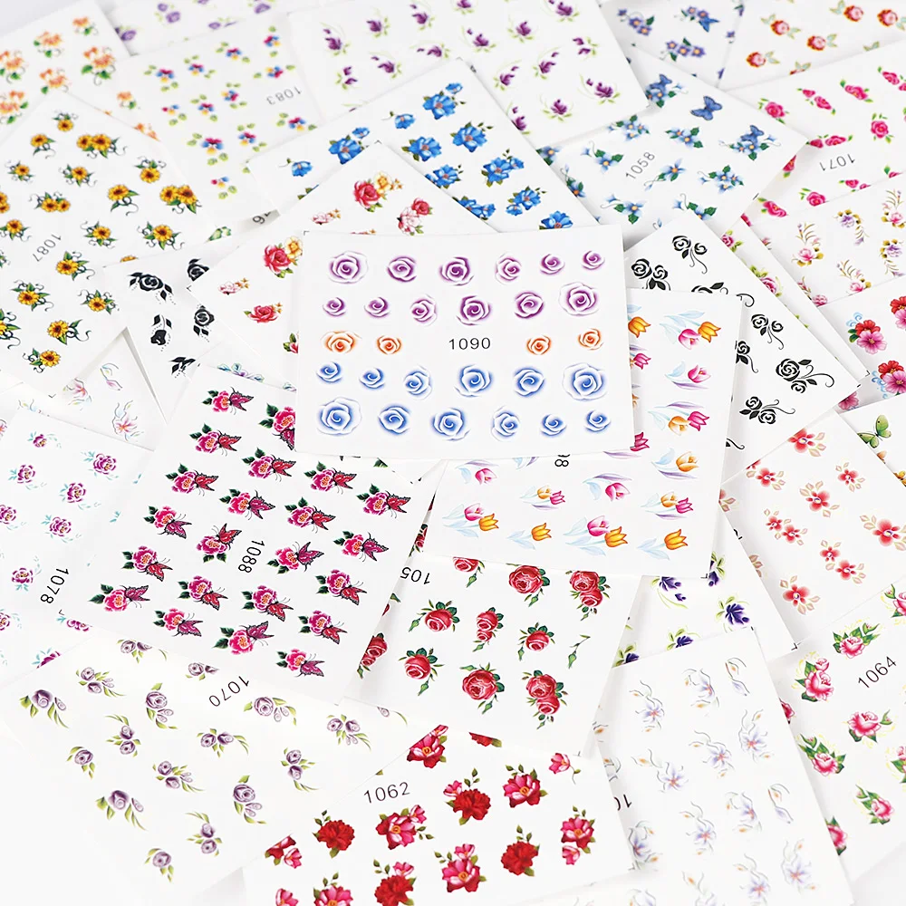 40 Sheets Random Colorful Nail Water Sticker Small Flower Series Nail Sticker For Nails DIY Nails Art Nail Polish Stickers