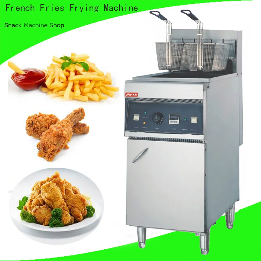 

1pc Vertical single cylinder double sieve Commercial Fryer Electric French Fries Frying Machine Chicken FryingMachine