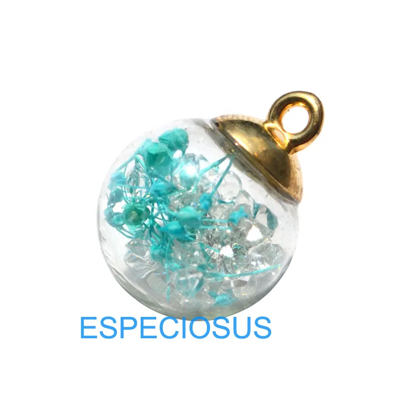 

5pcs Jewelry Finds Magic Ball Glass Beads Blue Color Flower Crystal Transparent Pendant Pentagram Round Beads Earring Accessory