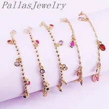 5 шт. модный мульти ободок CZ цирконий Шарм Леди Девушка цепи браслеты красочные циркония женские ювелирные изделия для девочек