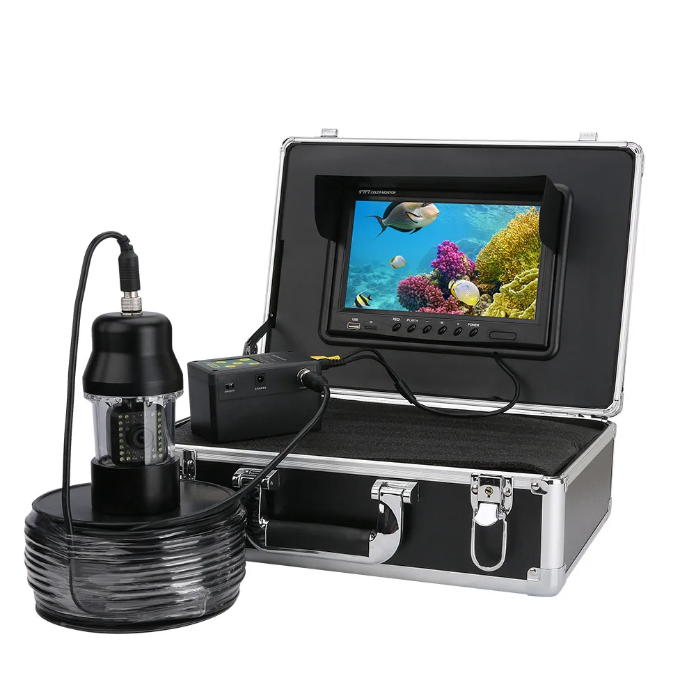 PDDHKK визуальный видео рыболокатор 9 дюймов с DVR видео регистратор 15 белые светодиоды + 15 шт. IR 360 градусов вращающаяся камера