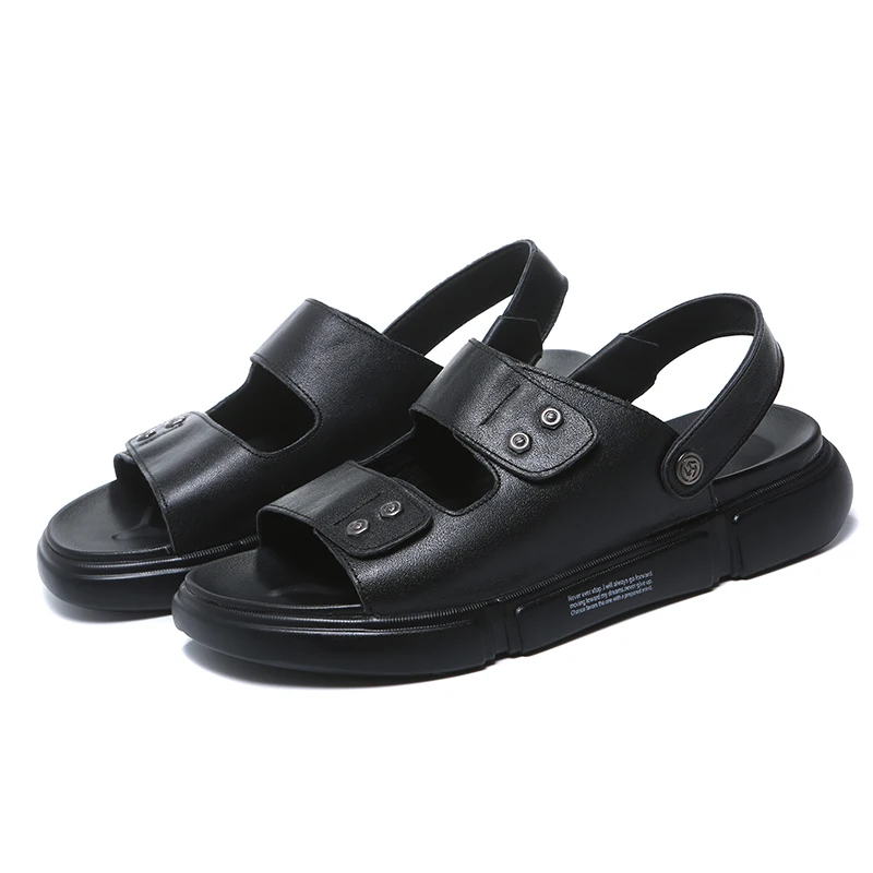 Летние кожаные сандалии мужские высококачественные модные удобные воздухопроницаемые тапочки пляжная обувь
