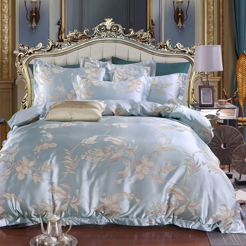 Buy 4Pcs Luxury jacquard bedding sets silk cotton