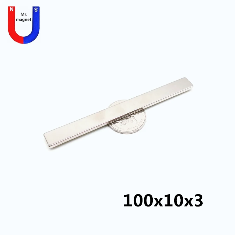 10/30/100 шт 100x10x3 Сверхмощный магнит N52 большой квадратный неодимовый магнит 100*10*3 редкоземельный Материал 100x10x3 мм неодимовый магнит оптом