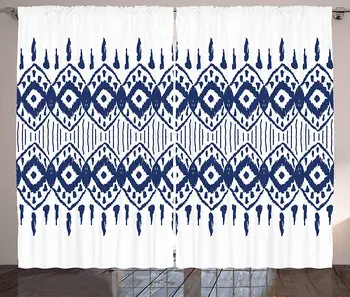 

Ikat Curtains Asian Traditional Design Borders Tribal Art Geometrical Motifs and Shapes Living Room Bedroom Window Decor