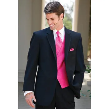 

Two Buttons Peaked Lapel Fashion Terno Masculino Custume Homme High Quality Wedding Men Suits Latest Design 2016 Black Slim A044