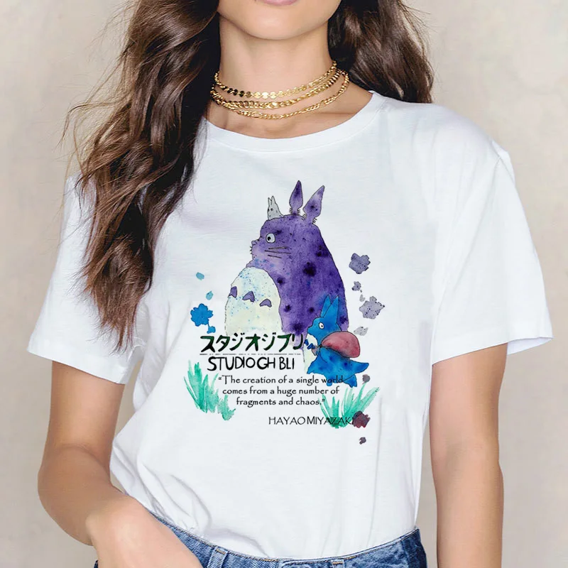 Футболка Totoro Spirit Out Хаяо Миядзаки из мультфильма Studio Ghibli femme женская футболка с японским аниме, женская одежда с аниме - Цвет: 3930