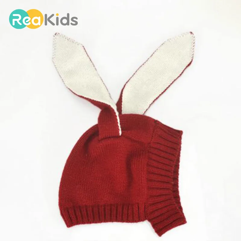 

REAKIDS Children Beanies Hat Winter Ear Cute Skullies Beanies Cotton Knitted Baby Hat For Girls Boys Warm Beanies Baby Hat