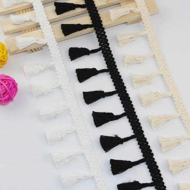 Cotton Lace Tassel Trim Ribbon 1 Yard - 4cm Wide Fringe For DIY Sewing &amp; Crafts Less Than 1 Yd Cotton Sewing Craft Fabrics