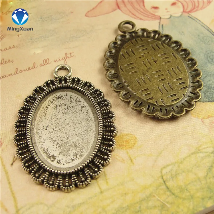 

8 set/lot Antique Silver/Antique Bronze Plated Alloy Cameo 18*25mm Oval Cabochon Settings