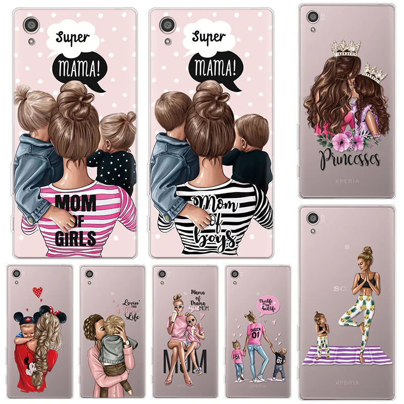 

Fashion Black Brown Hair Baby Mom Girl Case For Sony Xperia 10 E5 L1 L2 X XA XA1 XA2 Plus Ultra XZ XZ1 XZ3 XZ2 Z5 Compact Fundas