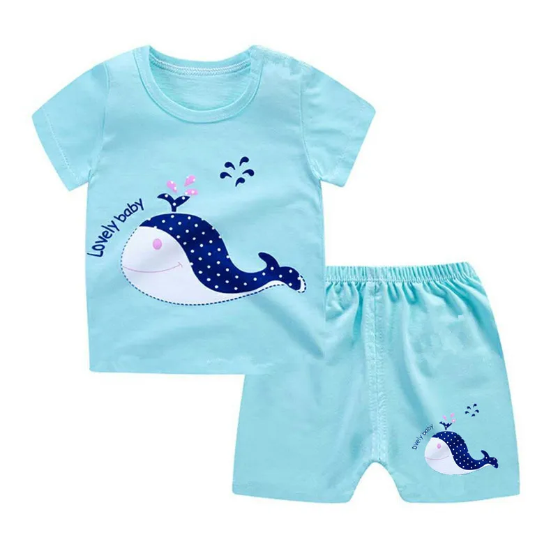 

2019 new baby boy and girl clothes body suit quality 100% cotton children t shirt summer cartoon kids clothing sets tshirt