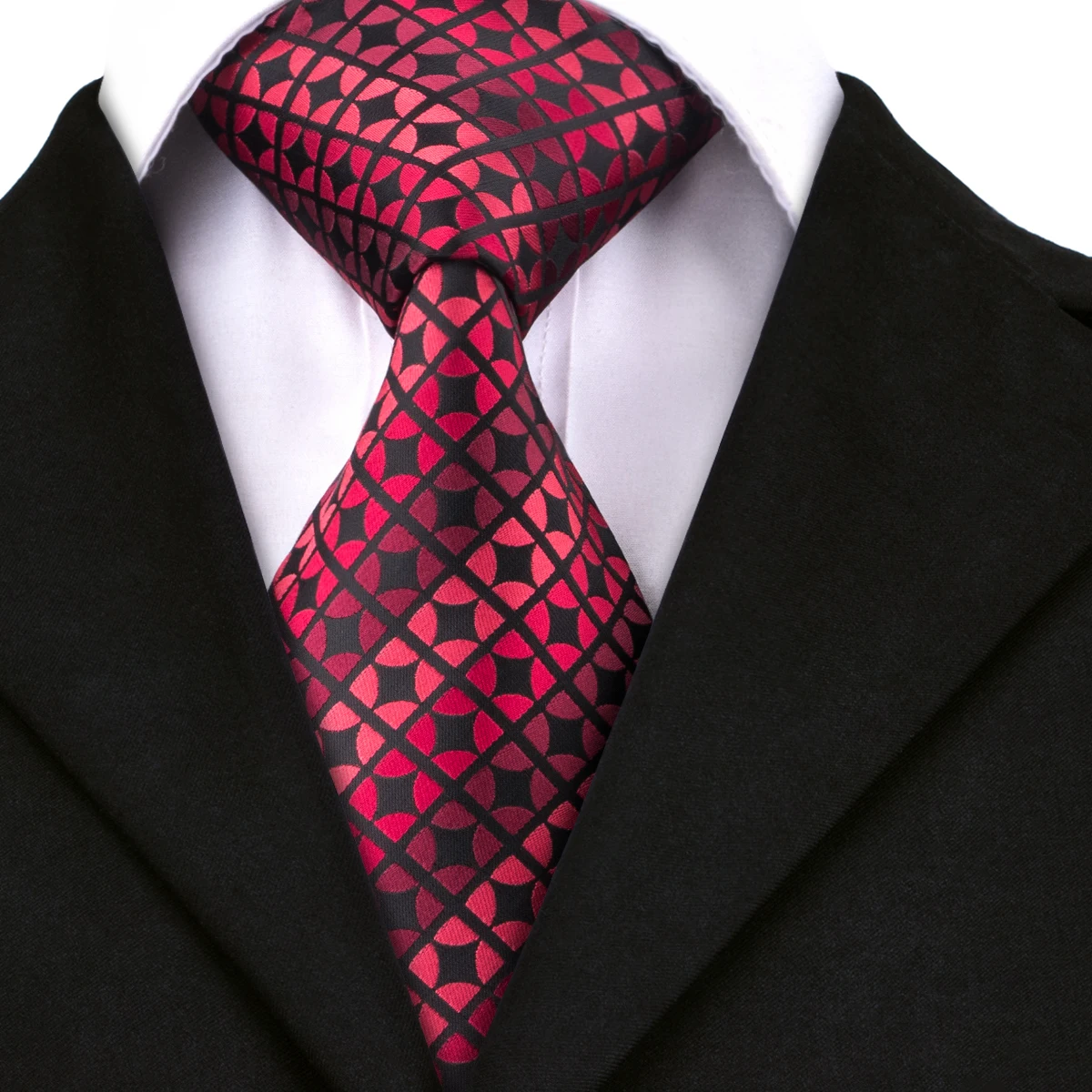 Hi Tie Fashion Necktie Red Plaid Novelty Silk Ties for Men Hand