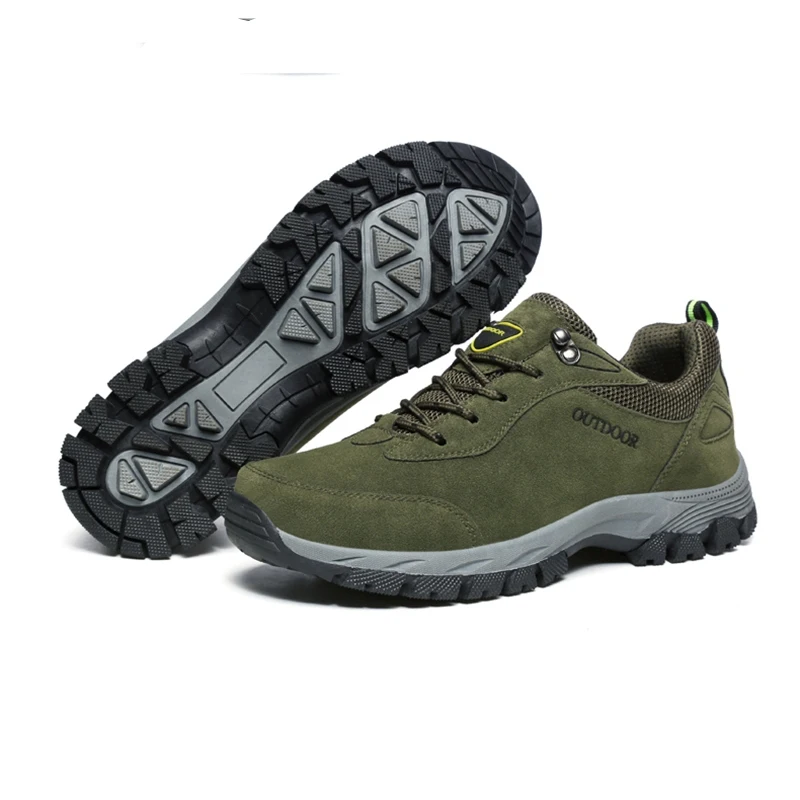 Большие размеры треккинговые ботинки для мужчин спортивные кроссовки открытый шок удобные сапоги TPR скалолазание горные путешествия плюс - Цвет: Green