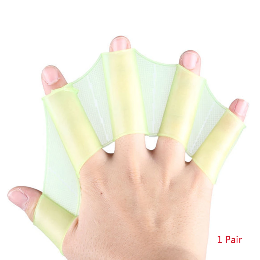 1Pair Hot Sale Unisex Frog Type Silicone Girdles Swimming Hand Fins Flippers Palm Finger Webbed Gloves Paddle Water Sports - Цвет: Зеленый