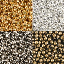1000/500/300 шт 2,4/3,2/4,0 мм золото/серебро/бронза металл бисер гладкий шар бусины для изготовления ювелирных изделий
