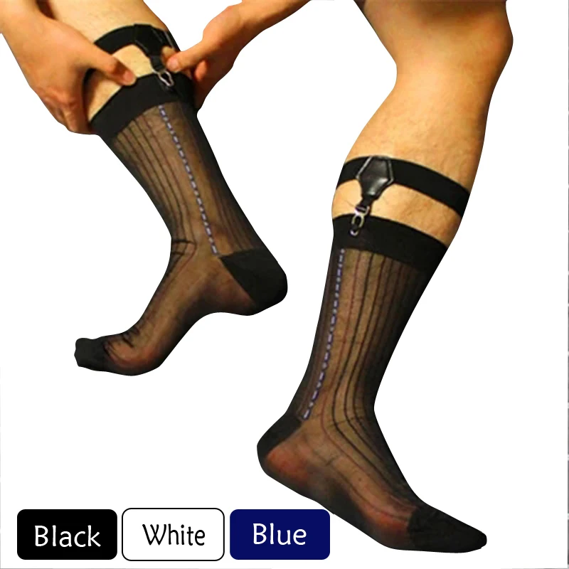 

Gentleman Socks Men's Sheer Silk Socks Hoses Transparent Sexy Men Stockings Dress Suit Formal Socks Gay Antibacterial Socks