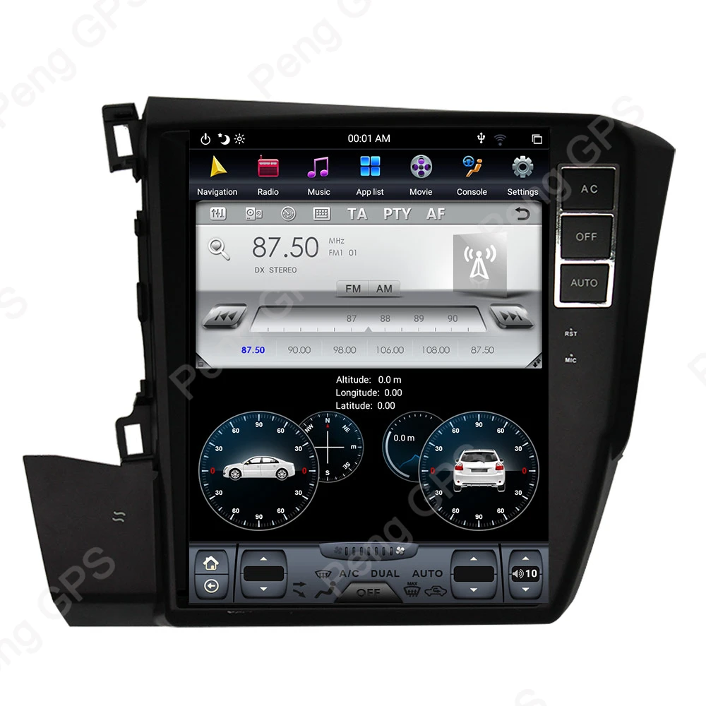Discount 10.4“ PX-6 Android 8.1 Tesla Radio Car GPS Navigation for Honda Civic 2012-2015 Voice Control 4G+64G 1920*1080 4K Headunit Radio 5