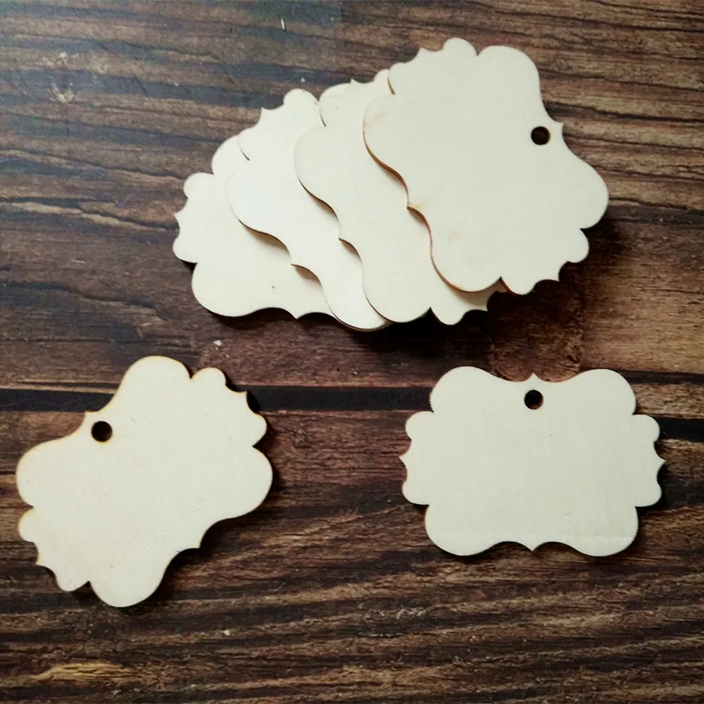 20pcs Natural Wood Floral Gift Price Blank Tags Scrapbooking DIY Crafting Wood Laser Cut Tags Wedding Decoration