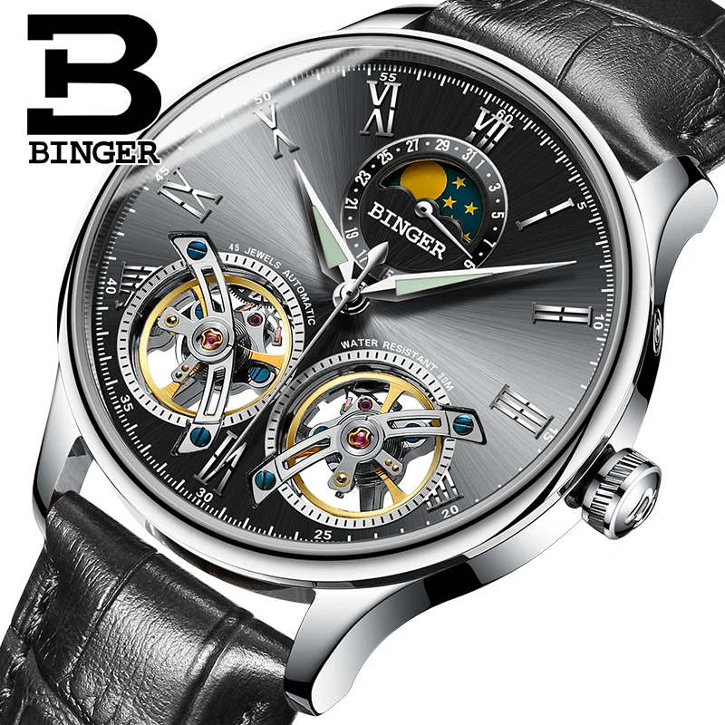 Acheter Suisse Mécanique Hommes Montres Binger Rôle De Luxe Marque Squelette Poignet Saphir Montre Étanche Hommes Horloge Mâle reloj hombre