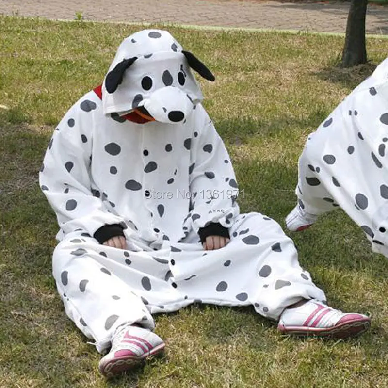 HKSNG Dalmatian Dog Kigurumi Onesies Winter Pyjamas Footed Animal Adult Hoodied Christmas Pajamas Cosplay Costumes