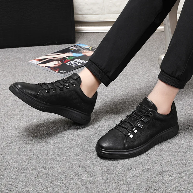 Genuíno Sapatos Respirável Casuais Preto Confortáveis up Qualidade Mocassins Homens Moda Alta Couro Lace Dos De Real wIqH8CxId