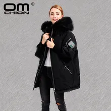 OMCHION Casacas Para Mujer осеннее большое зимнее пальто с натуральным мехом Женская Повседневная куртка с вышивкой журавля Женская парка QY12