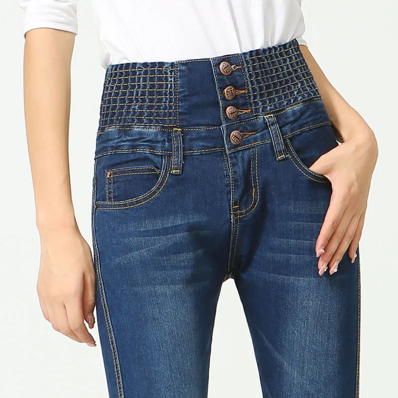 Джинсы женские с высокой талией Эластичные Обтягивающие джинсовые длинные зауженные брюки размера плюс женские джинсы женские брюки - Цвет: Nevy