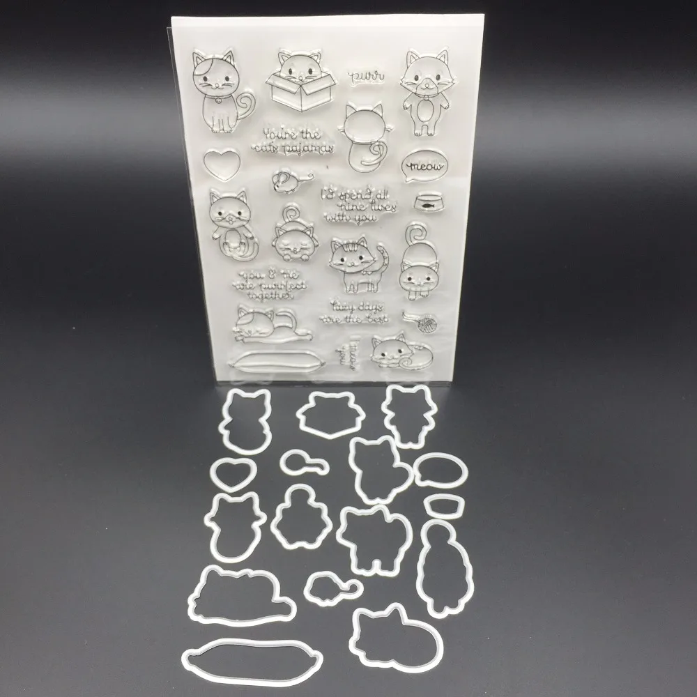 

little lazy cat Metal Cutting Dies and stamp Stencils for DIY Scrapbooking/ Decorative Embossing DIY Paper Cards Making A492