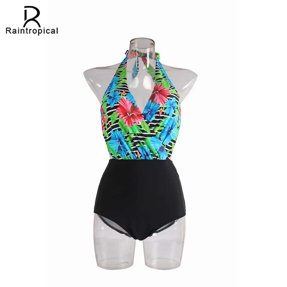 Пикантный женский пляжный купальный костюм rainтропический в горошек с открытой