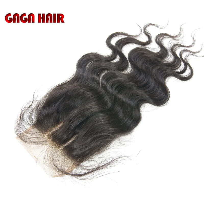 

100% Unprocessed Malaysian Virgin Human Hair Body Wave Lace Base Closure 4X4, 2 Way Part Bleached Knots 10-20 inch Free Shipping