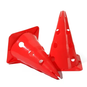 

free shipping retail 2pcs/lot PVC 30cm height colorful football soccer training cones with holes field markers