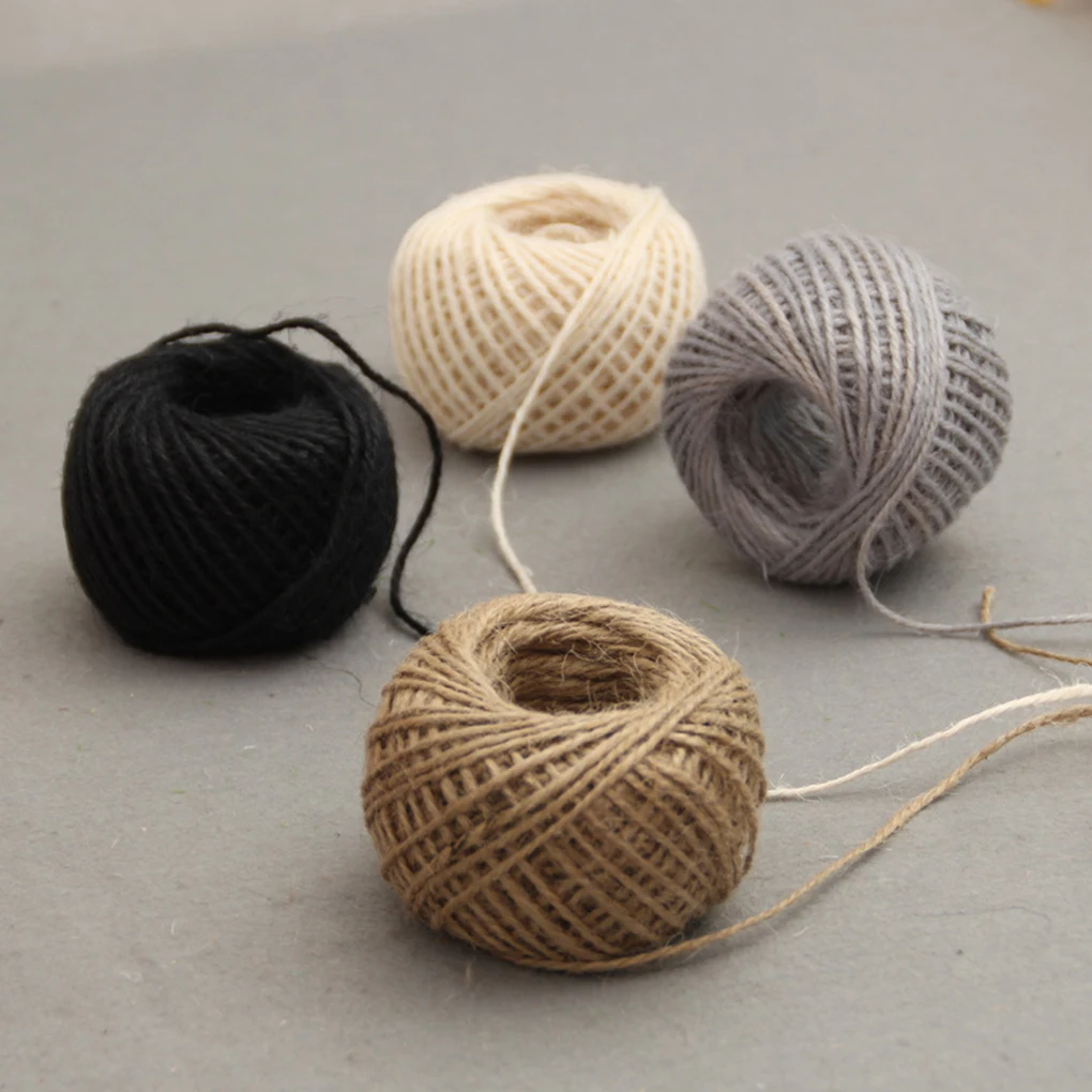

50m Multicolor Twisted Burlap String Natural Ribbon Fiber Jute Twine Rope