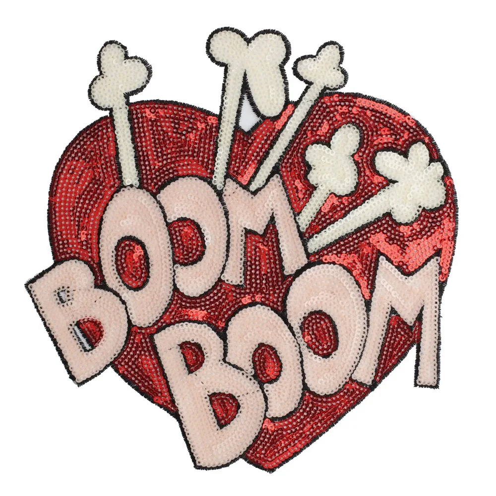 

Heart Badges Embroidery Sequin Patch Applique Sew On Clothing Or Bags Sewing Supplies Decorative Patches EP009