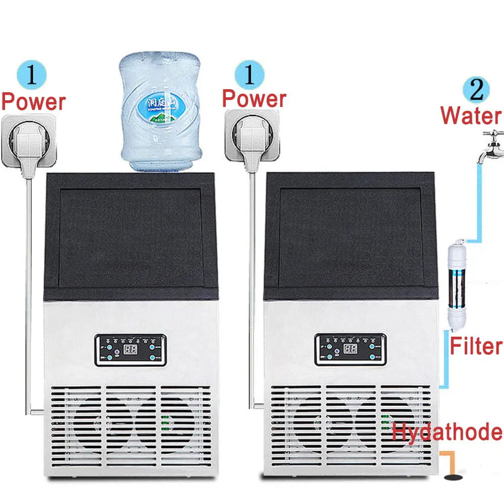 40 50 60 Kg Per 24 Hours Countertop Ice Makers Automatic Cube Ice