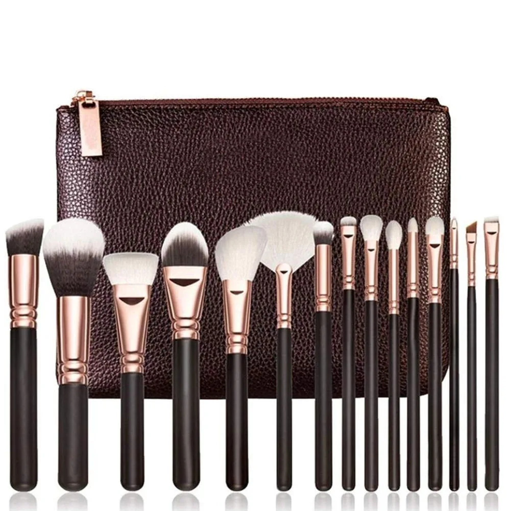 

15Pcs Makeup Eyebrow Brushes Multipurpose Beauty Cosmetic Makeup Tools Complete Kit + Case, Apply For Makeup-Liquid Powder Or Cr