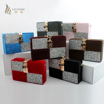 

Women Purse Evening Clutch Bag Totes Cotton Velet Day Clutches Shoulder Crossbody Handbags Hard case Ladies Wallet Diamond Bags