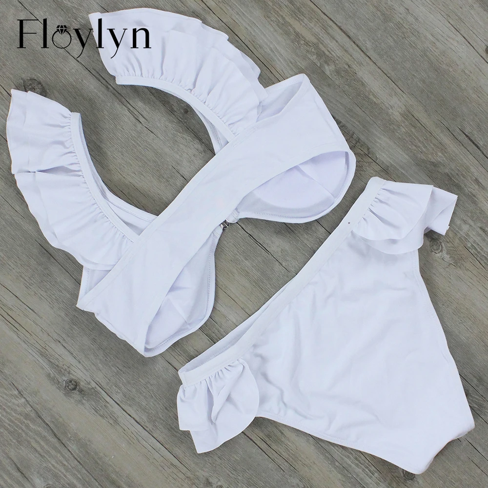 Floylyn 2017 сексуальное Белое бикини женский купальник пуш ап Бразильский набор