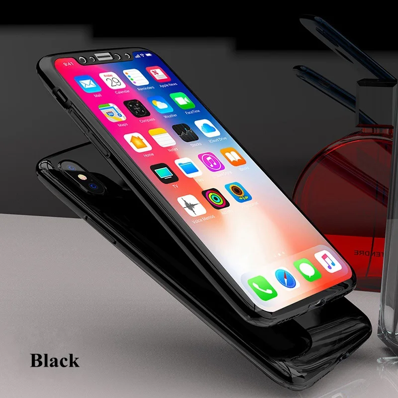 360 Полный зеркальный чехол для iphone XR 6s 6 plus iphone XS 11pro Max 5 5S SE Роскошный чехол для iphone 8 7 plus iphone XS 10 чехол - Цвет: Черный