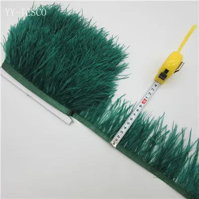 

10 meter high quality real Dark green ostrich feather trims for skirt/dress/costume ribbon feather trimming wholesale