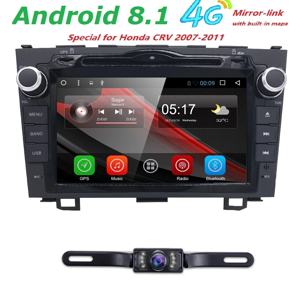 

latest 2Din 4G WIFI BT SWC Android8.1 Car Stereo Radio for CRV stereo Player GPS Navi HeadUnit for Honda CR-V DVR reverse camera