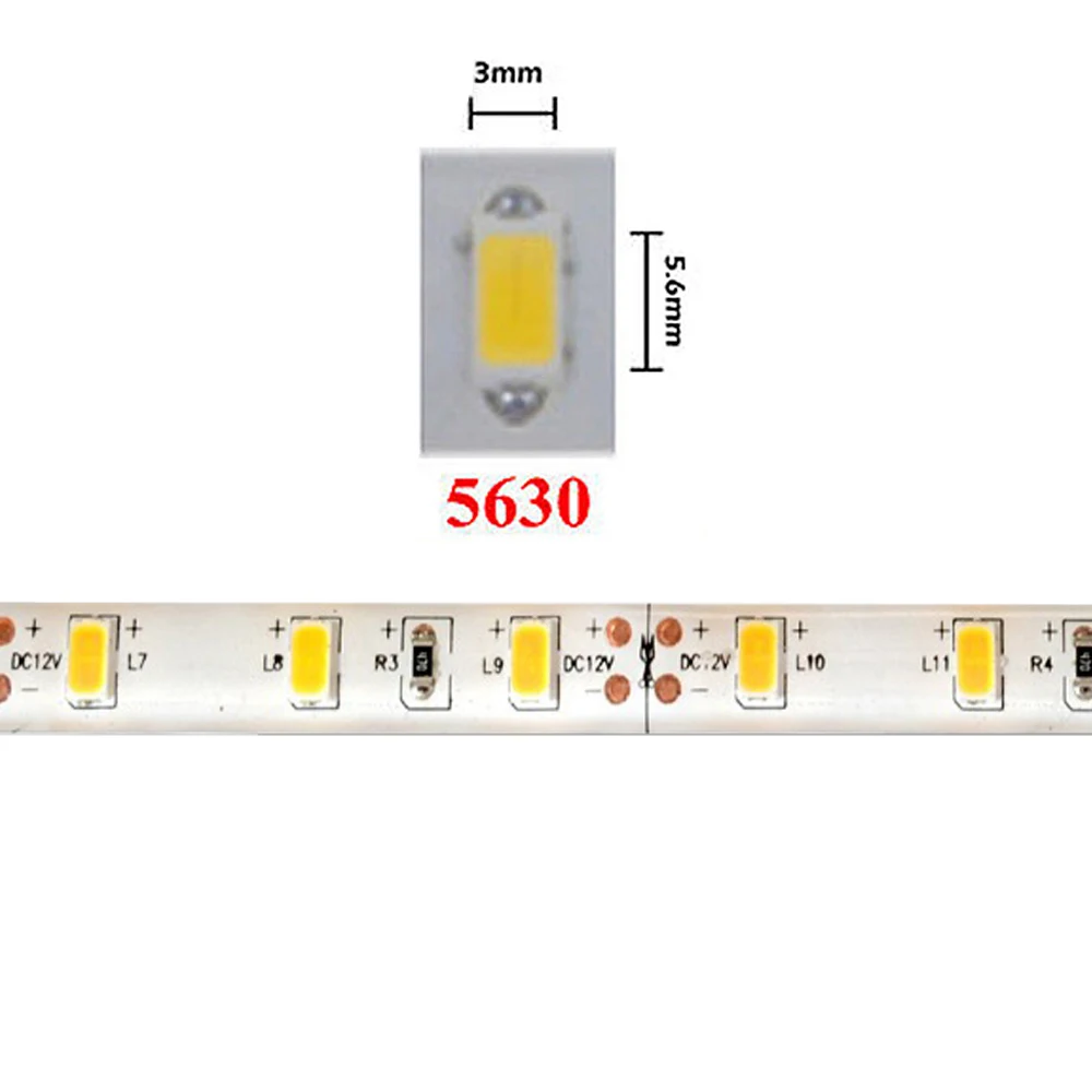 Светодиодный светильник 12 В 12 В 5630 5 м/рулон 300 светодиодный 5730 гибкий барный светильник неводонепроницаемый/водонепроницаемый домашний декоративный светильник
