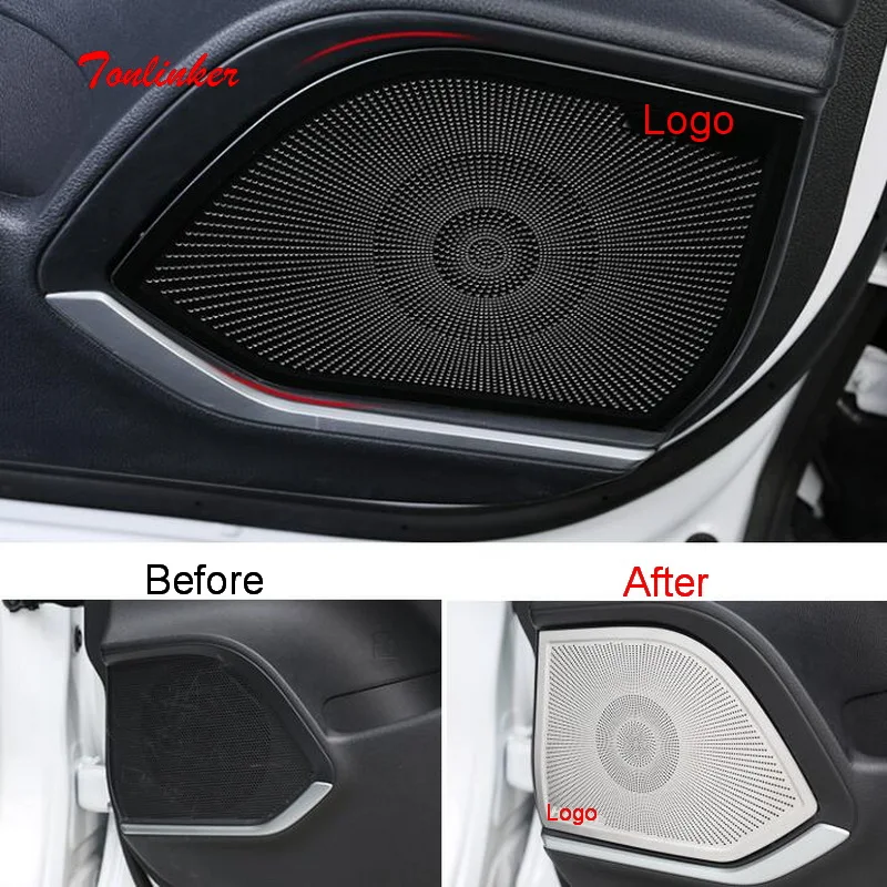 

Tonlinker Interior Car Door Speaker Cover Stickers for Haval F7/F7X 2018-19 Car Styling 1/4 PCS Stainless steel Cover stickers