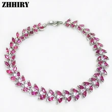 ZHHIRY натуральный рубин браслет с драгоценным камнем красный Твердые стерлингового серебра для женщин выпускного вечера настоящая позолота вечерние ювелирные изделия