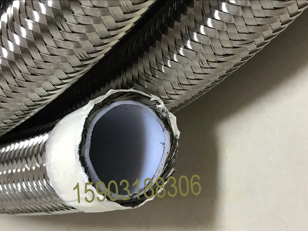

AN 16 Stainless steel braided white Teflon PTFE fuel hose Line 15ft